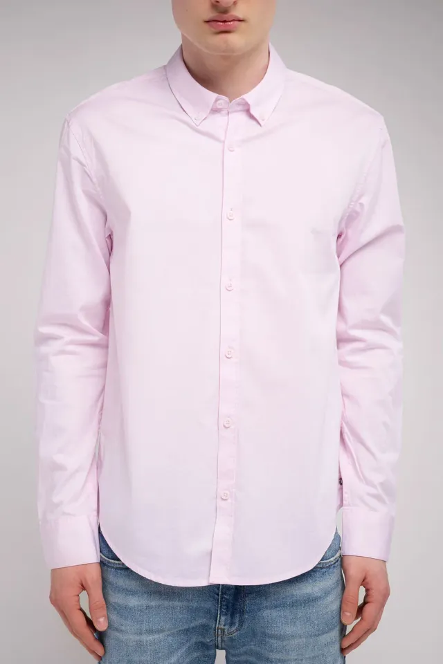 Teddy Smith C-Volt 2 camicia uomo rosa twill cotone