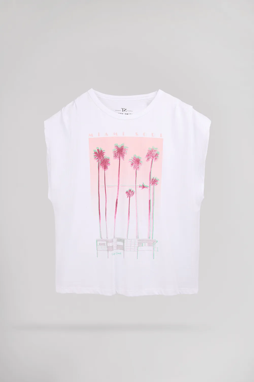 Teddy Smith T-Miami t-shirt donna bianca grafica