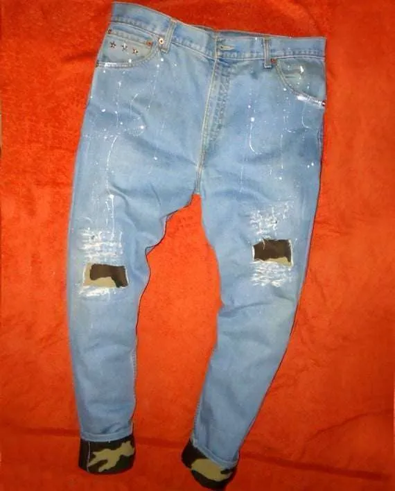 Levi's Vintage jeans personalizzato tessuto militare