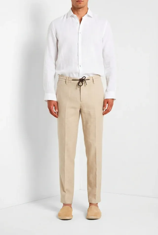 Mason's Milano Jogger chino uomo beige extra slim lino
