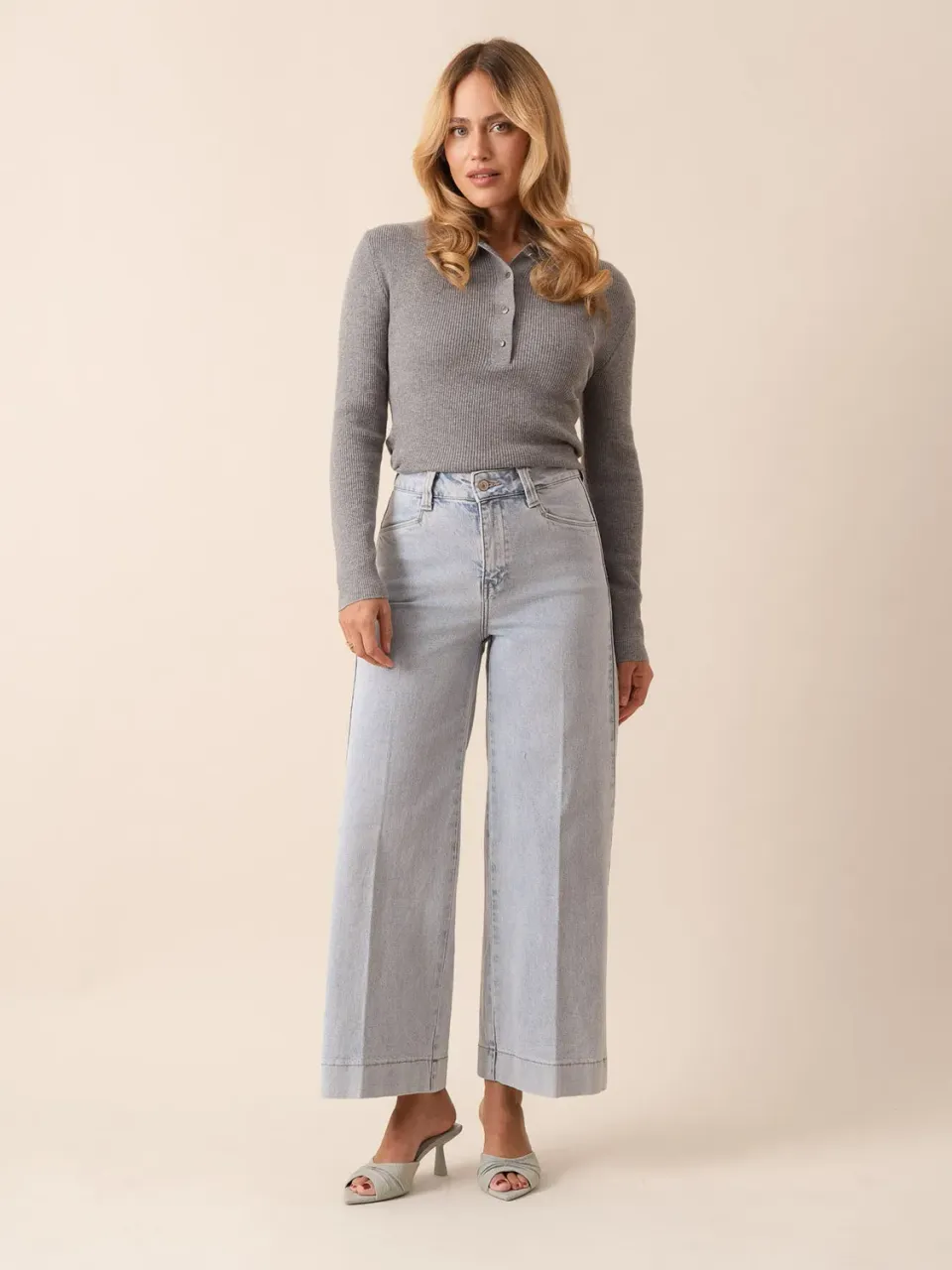 Oraije Basile jeans wide azzurro piega push-up