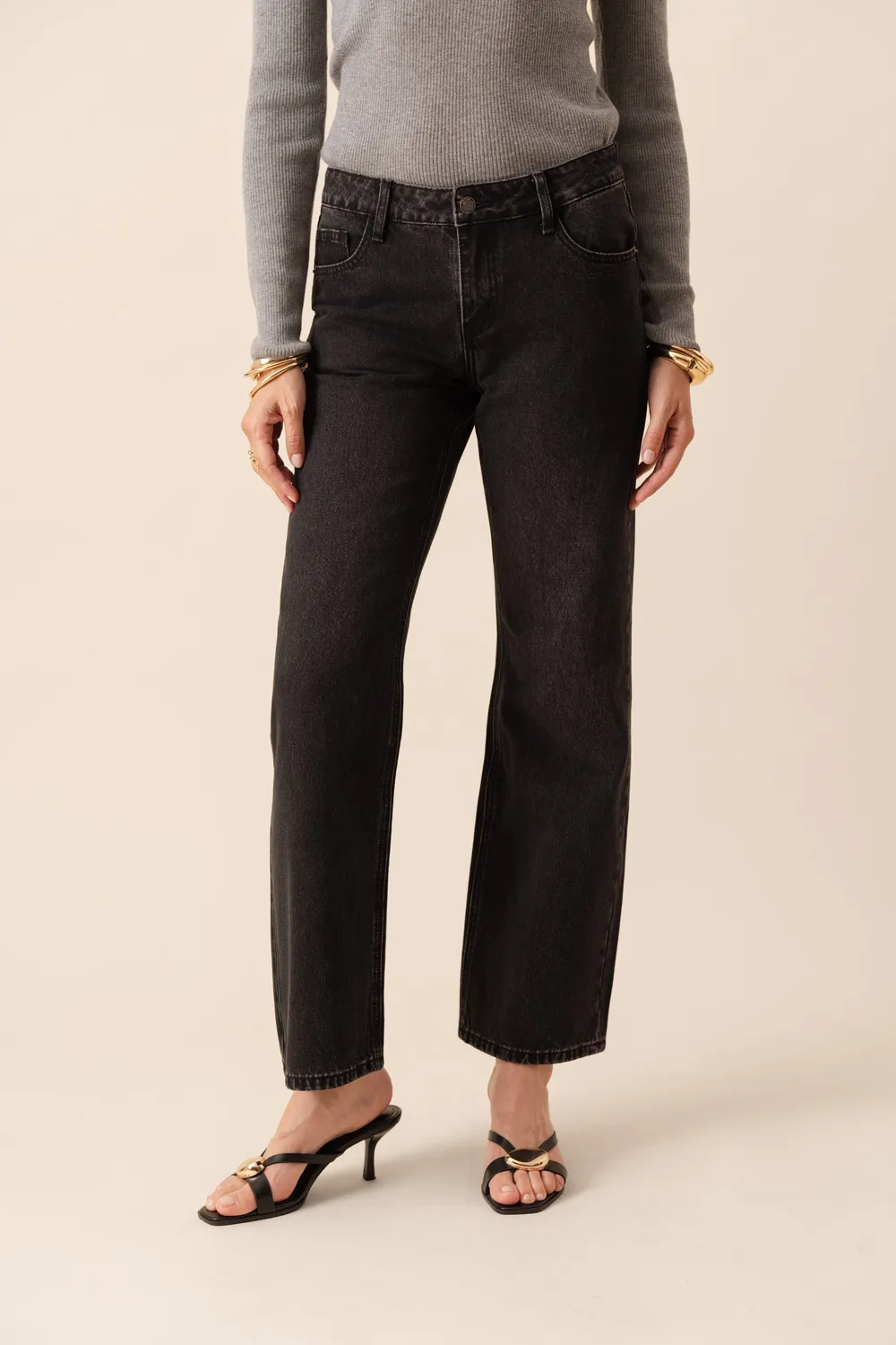 Oraije Carmen jeans straight grigio cotone