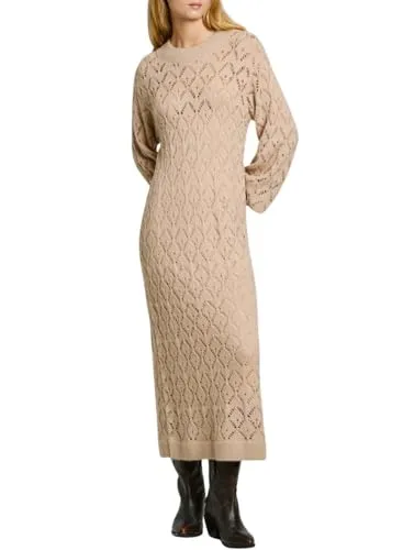 Pepe Jeans Hailey Vestito midi traforato grigio maniche lunghe