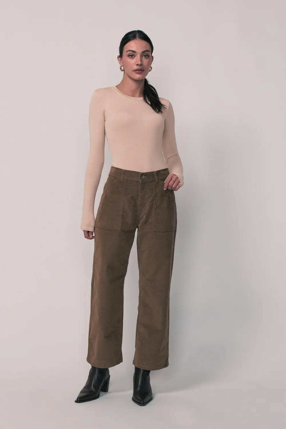 Acquaverde Eddy pantaloni velluto tabacco dritti