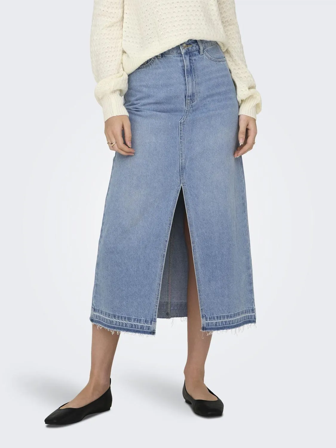 Only JdY Bella gonna jeans donna L blu chiaro spacco