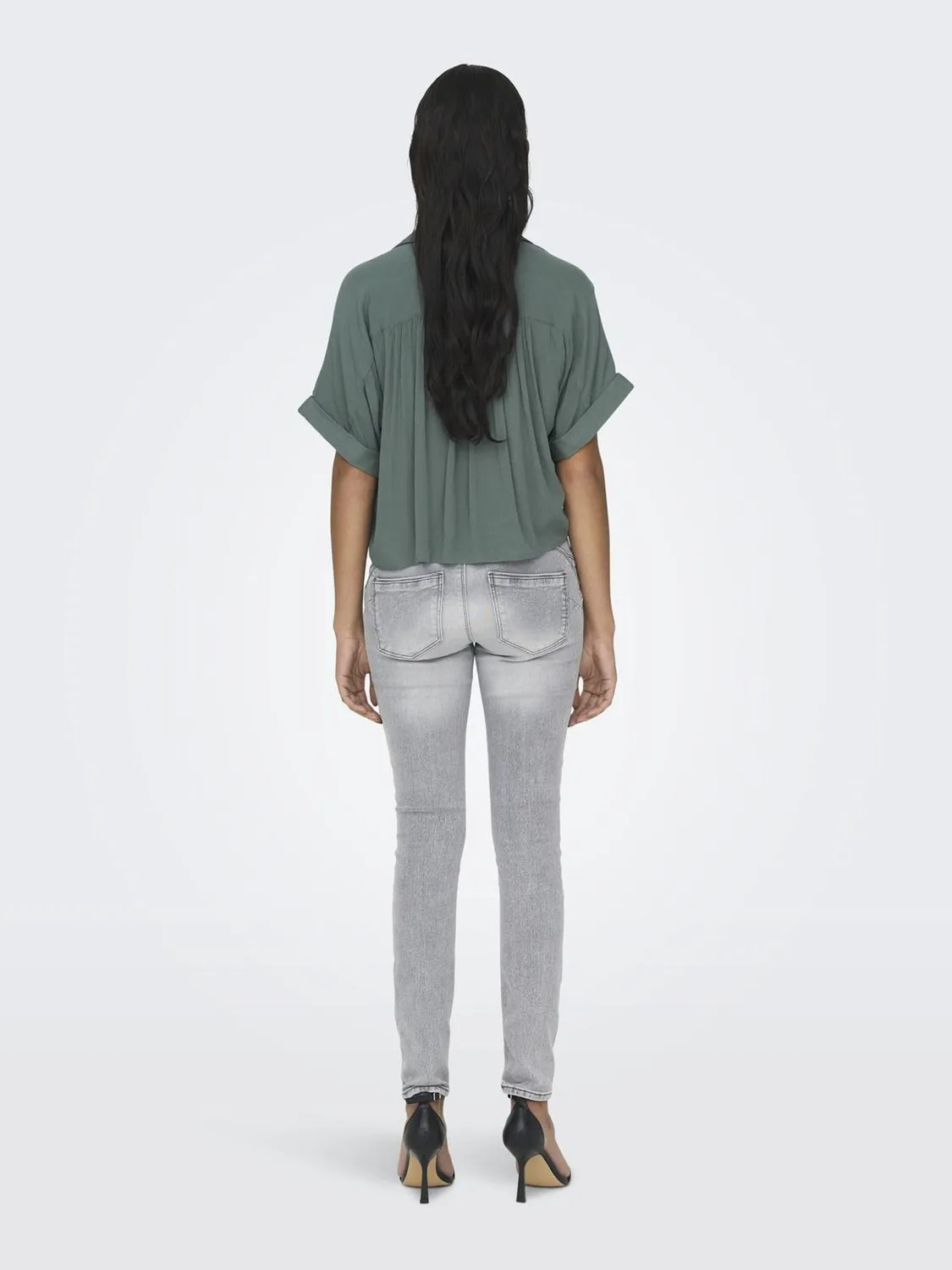 ONLY Camicia Nodo Collo Donna Bianca Maniche Corte