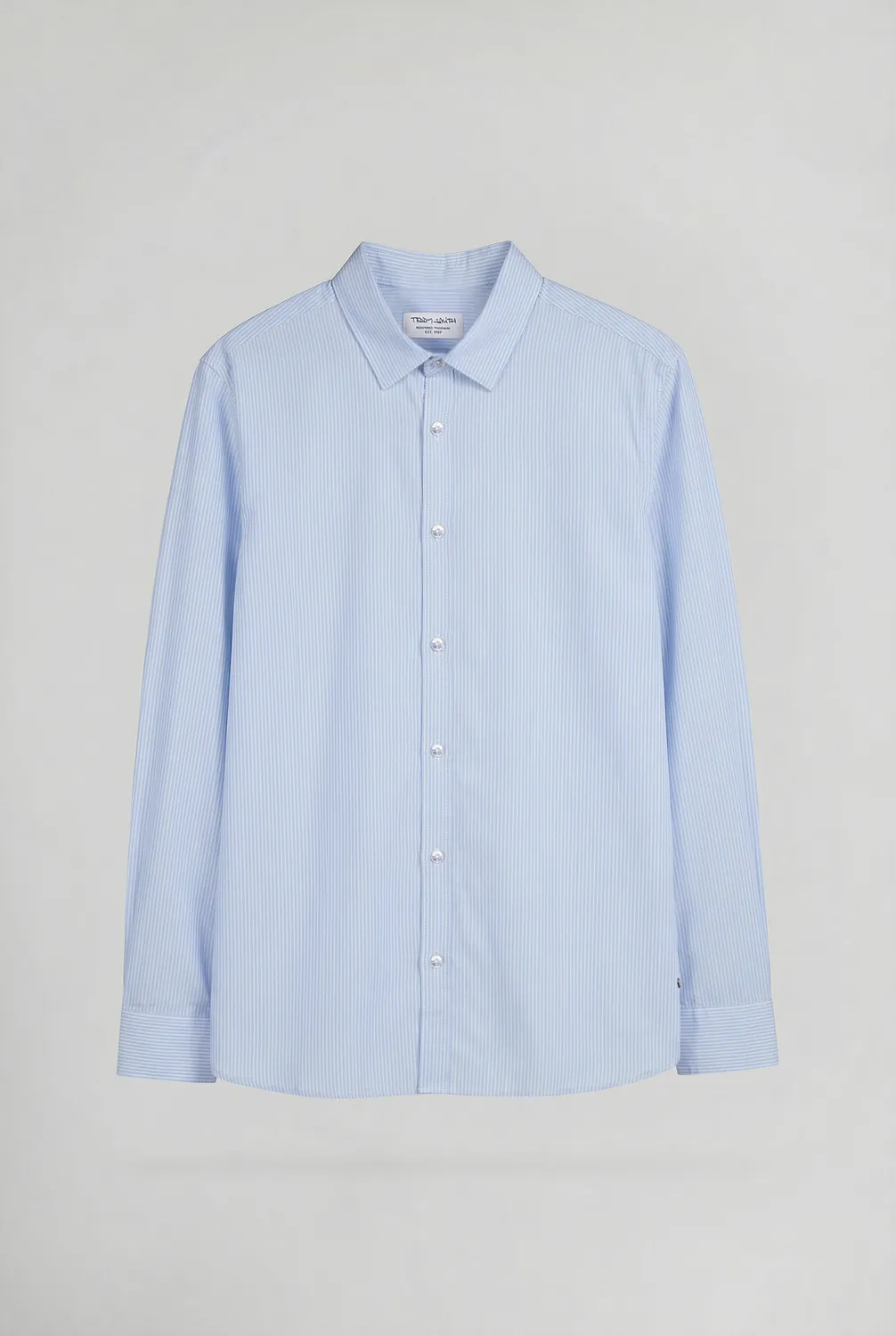 Teddy Smith Carton camicia uomo azzurro righe slim fil a fil