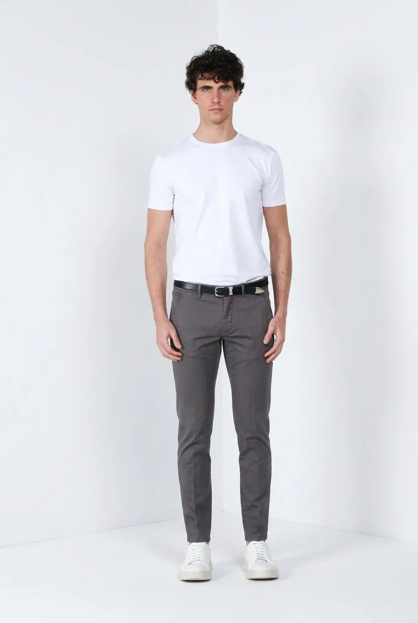 Mason's Torino Travel Chino Uomo Slim Grigio Scuro Stretch
