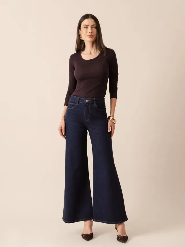 Oraije Pietro jeans palazzo donna blu brut