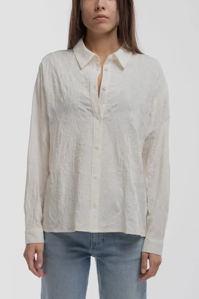 Teddy Smith C-Eline Middle White camicia donna viscosa ricamata