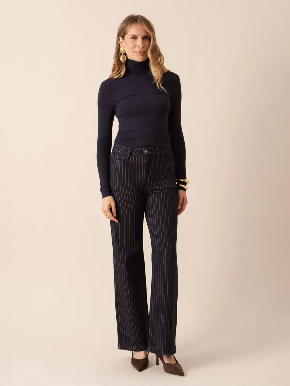 Oraije Gabriel jeans wide rigato grezzo