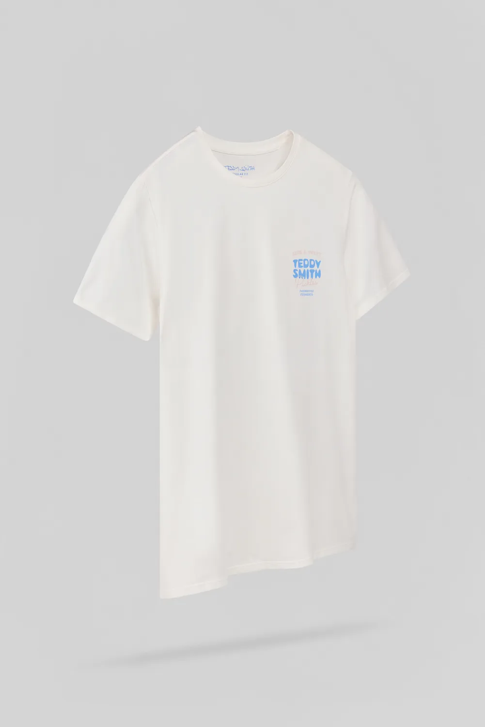 Teddy Smith T-Pickles MC T-shirt Uomo Cotone Bianco Grafica Blu