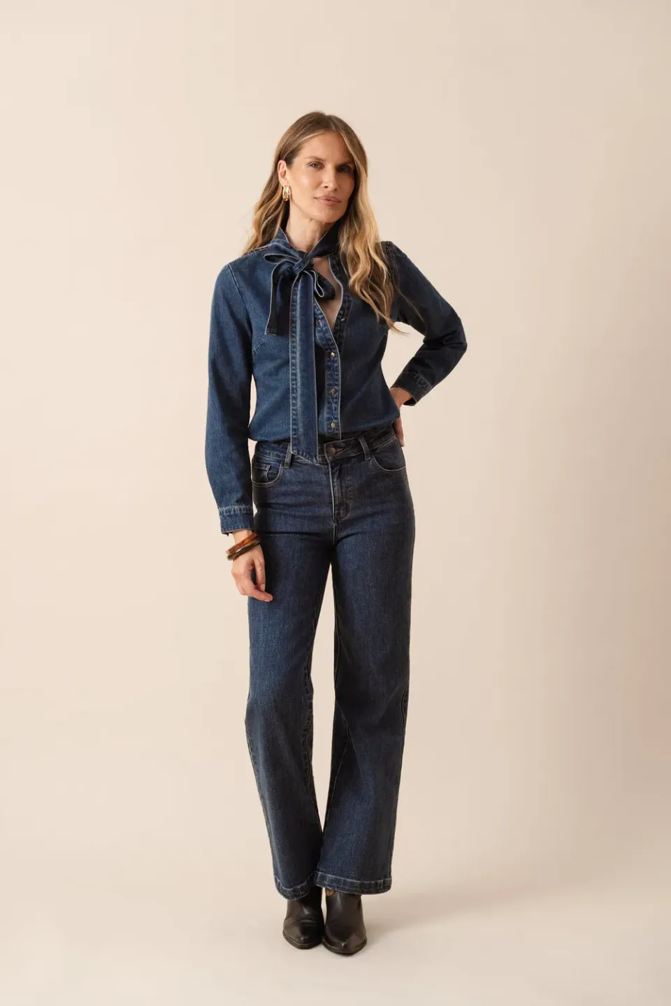 Oraije Mona jeans straight blu scuro cotone