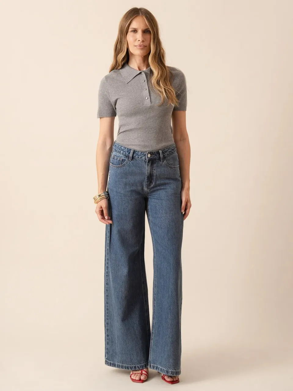 Oraije Ana jeans palazzo blu stone