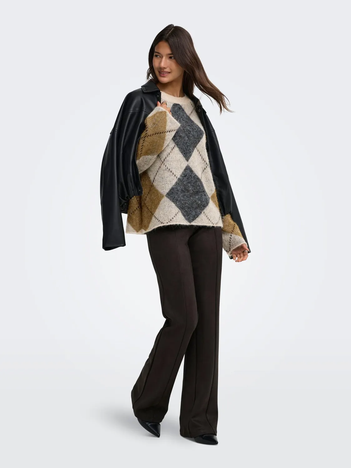 ONLY ONLNOEME pullover grigio spalle cadenti