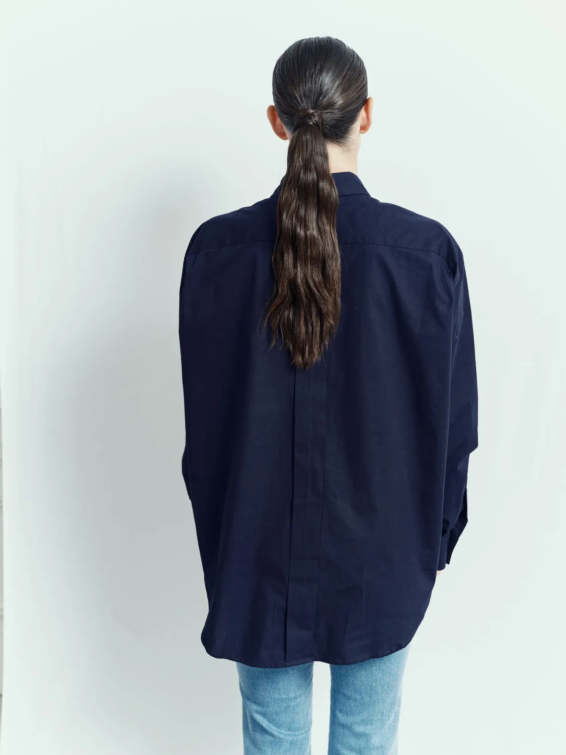 Acquaverde White Shirt camicia navy oversize cotone