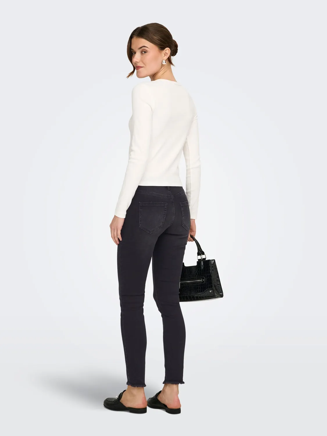 Only Onlblush Mid jeans skinny donna nero black denim