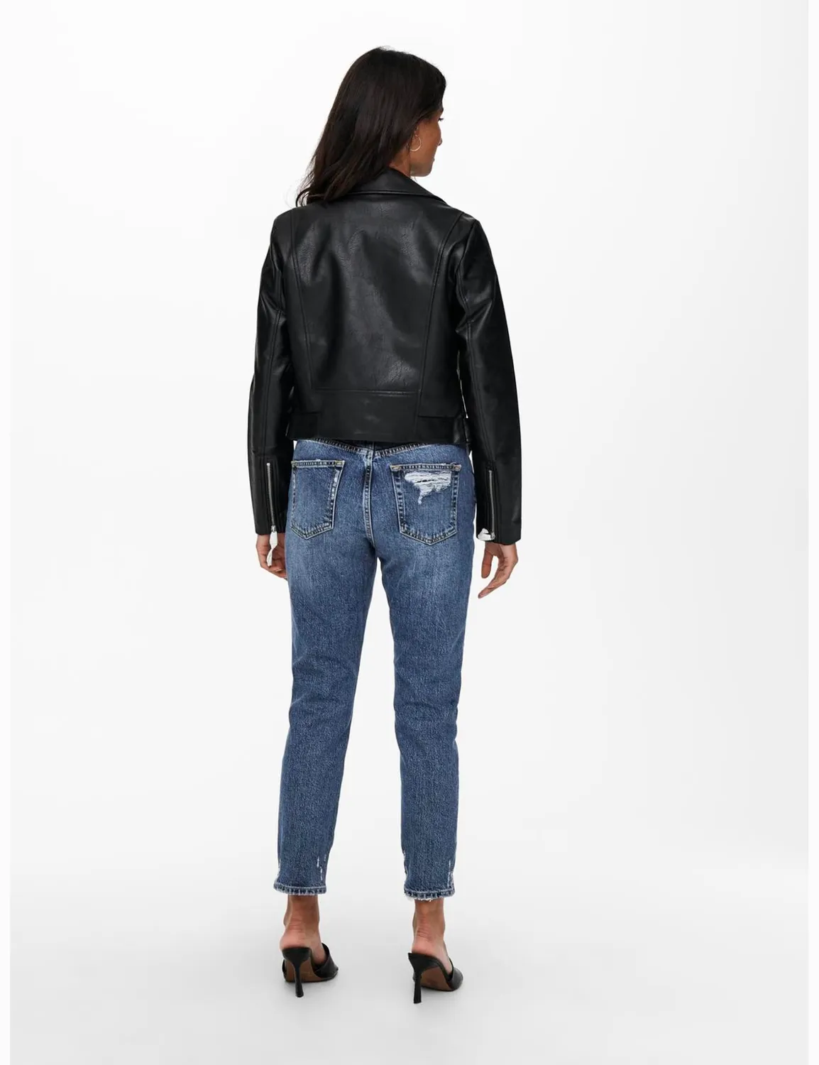 ONLY Onlvera giacca biker ecopelle nera cerniera