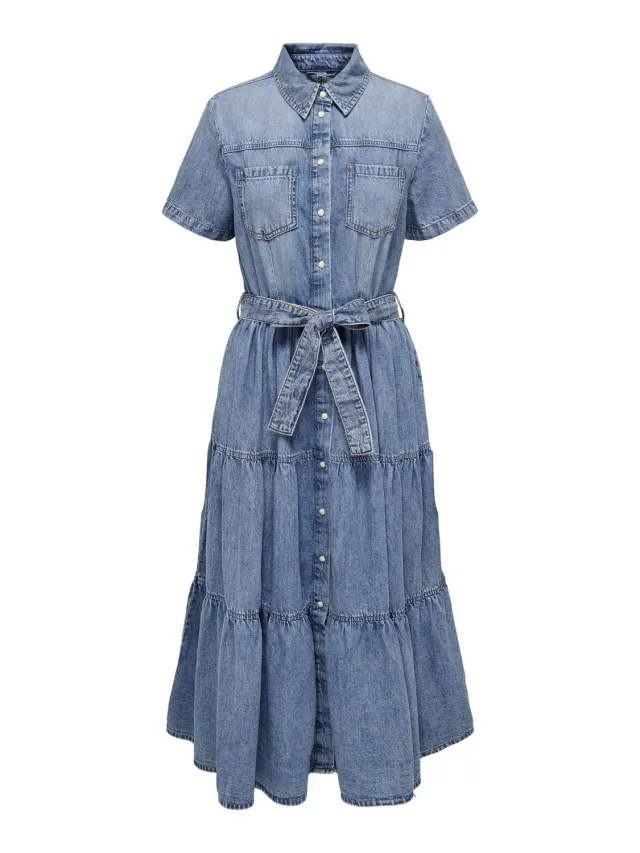 ONLY Onlaliyah Long abito denim camicia taglia S cintura