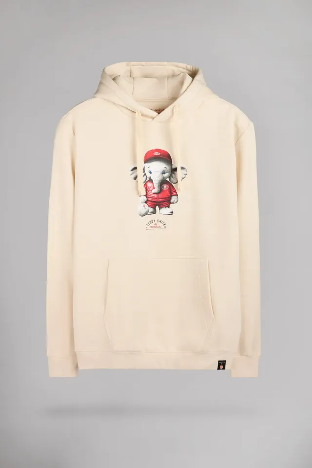 Teddy Smith S-Mascotte felpa uomo cream cappuccio
