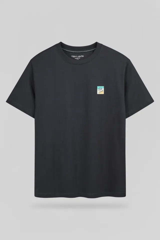 Teddy Smith T-Edric MC T-Shirt Uomo Blu Navy Cotone
