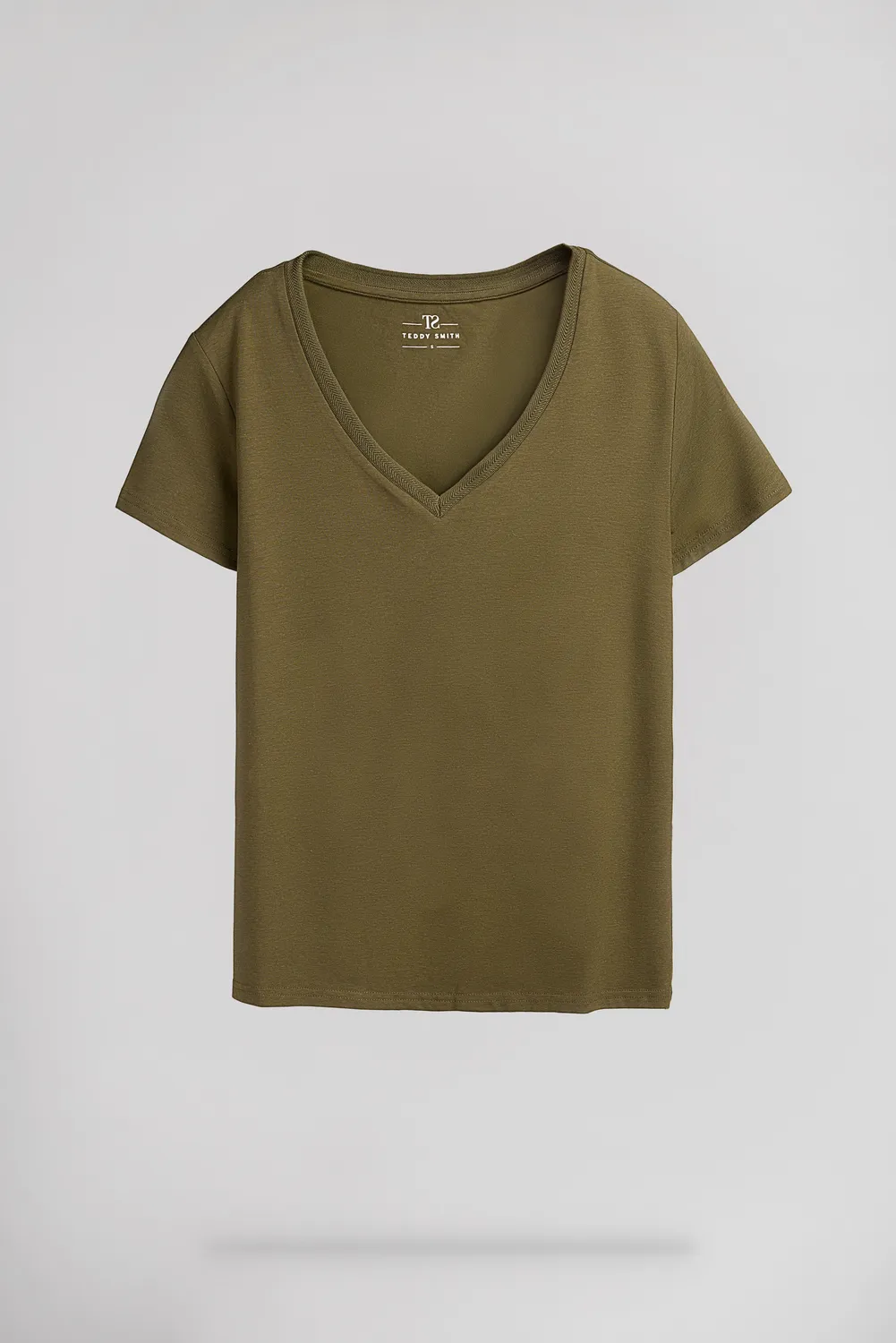 Teddy Smith T-MIA T-Shirt Donna Verde Sweet Jungle Scollo V
