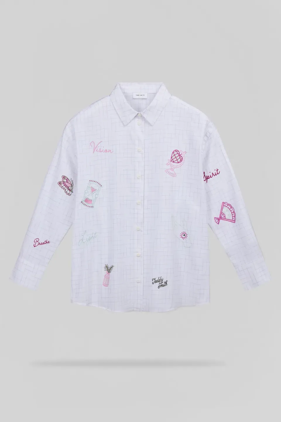 Teddy Smith C-Cyra ML camicia donna bianca ricamata