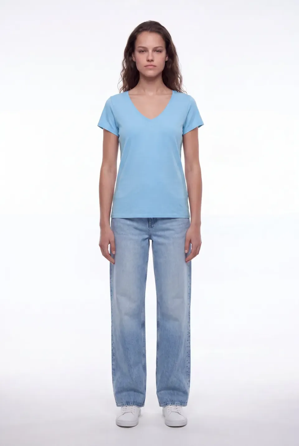 Teddy Smith Mia T-Mia t-shirt azzurra scollo a V modal