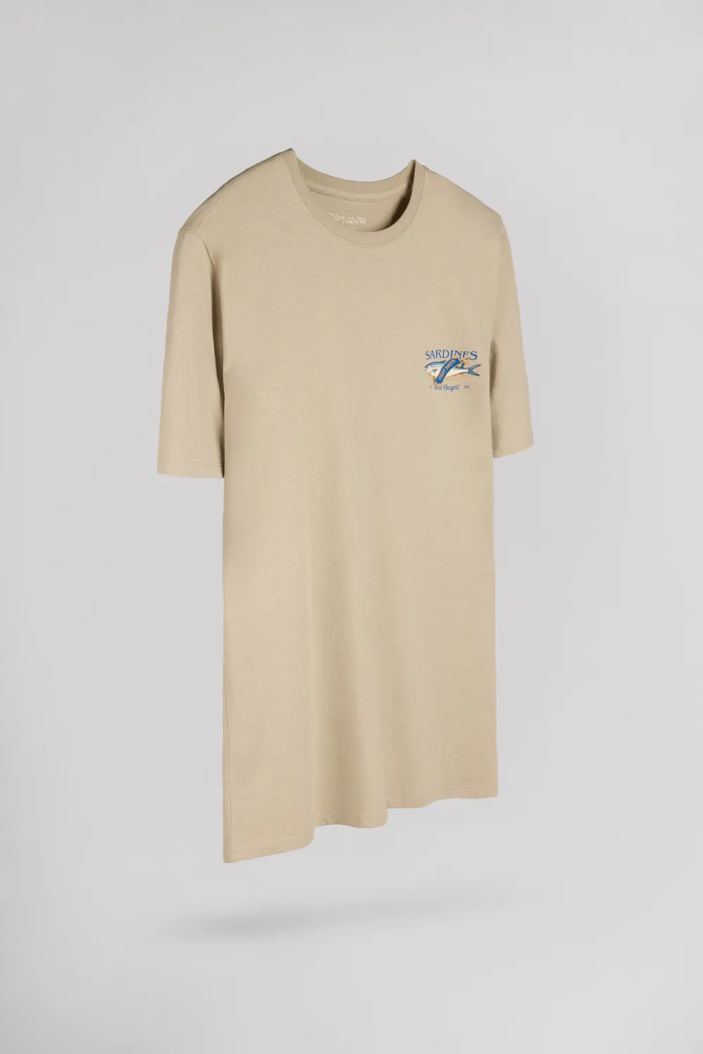 Teddy Smith T-Fish T-Shirt Uomo Beige Girocollo Stampa