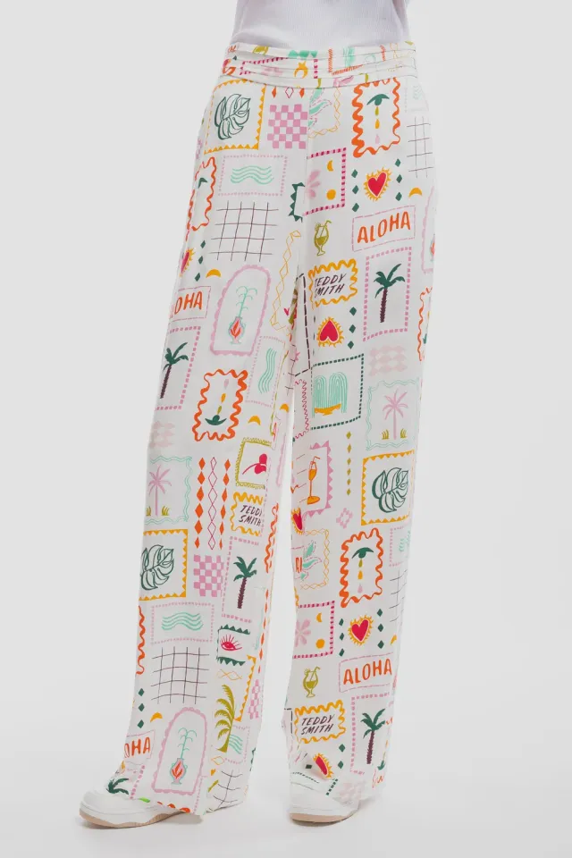 Teddy Smith P-ALEX Pantalone Fluido Donna Middle White