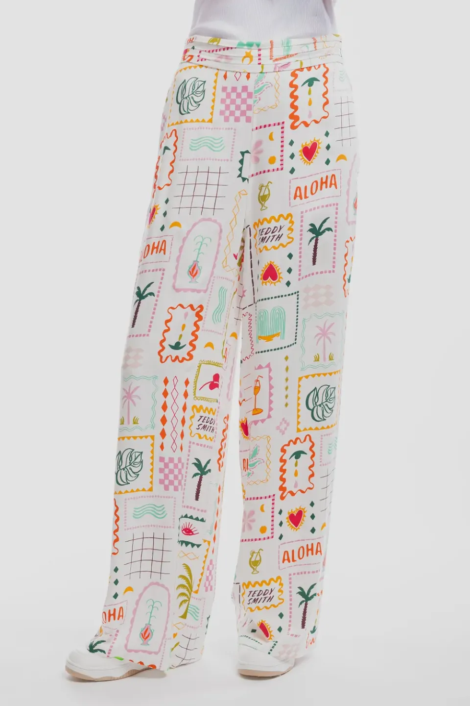 Teddy Smith P-ALEX Pantalone Fluido Donna Middle White