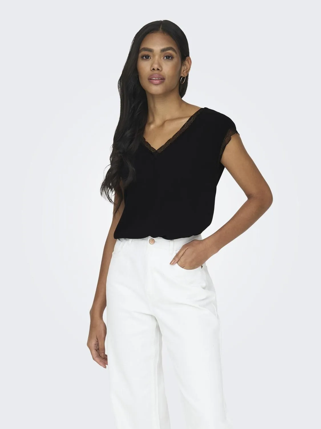 ONLY Onljasmina top donna nero basic