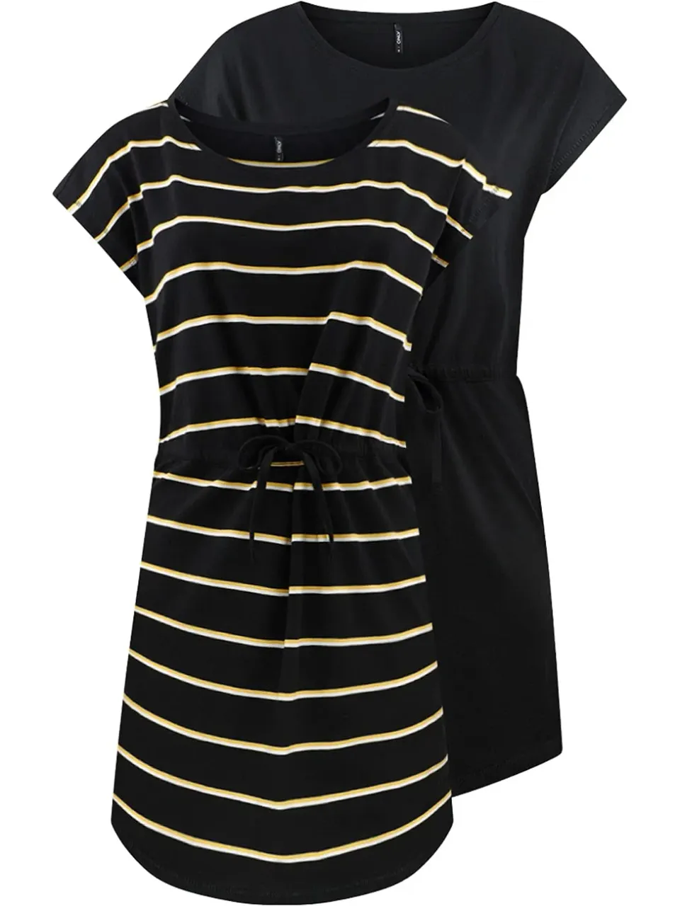 Only Onlmay Vestito Donna L Nero Giallo Corto Cotone