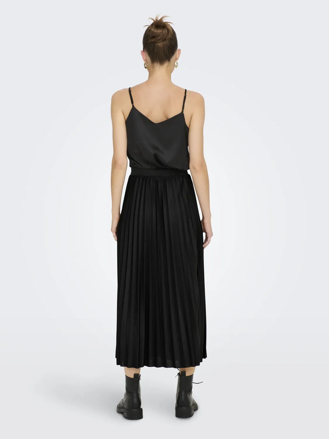Only Newmelisa Plisse Gonna Donna Jersey Svasata Nera