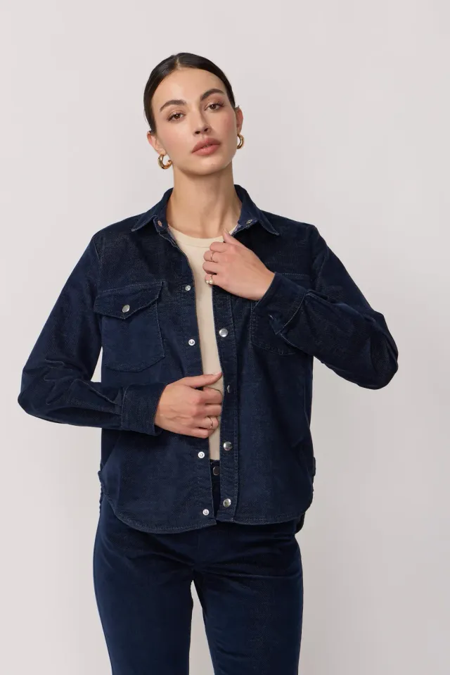 Acquaverde Topaze Camicia Velluto Indigo Ampia