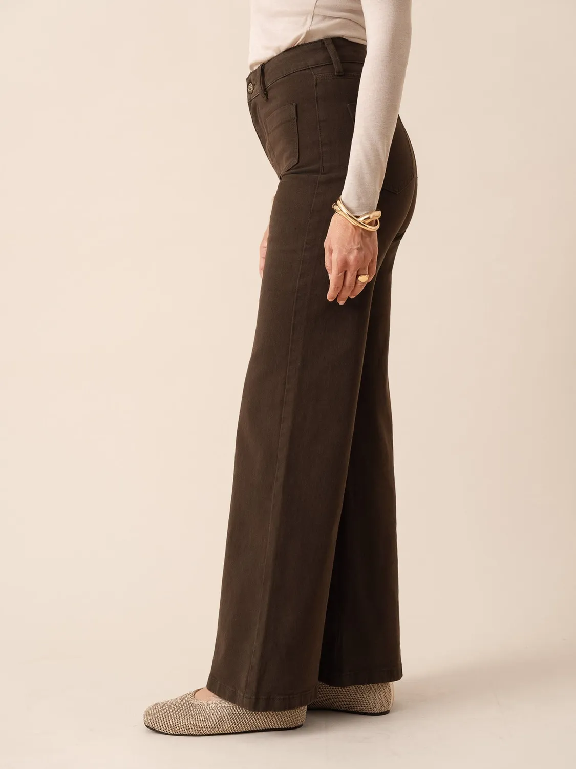Oraije Gaspard jeans wide marrone cioccolato