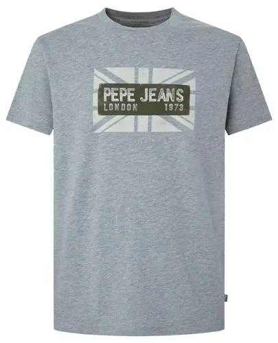 Pepe Jeans Credick T-Shirt Uomo Cotone Logo Bandiera
