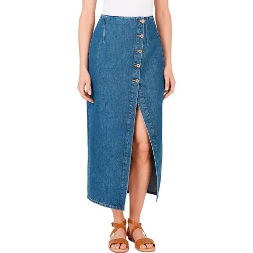 Pepe Jeans Midi Skirt Gonna Donna L Denim Blu Scuro spacco