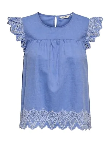ONLY Onltulum EMB top donna maniche corte ricamato
