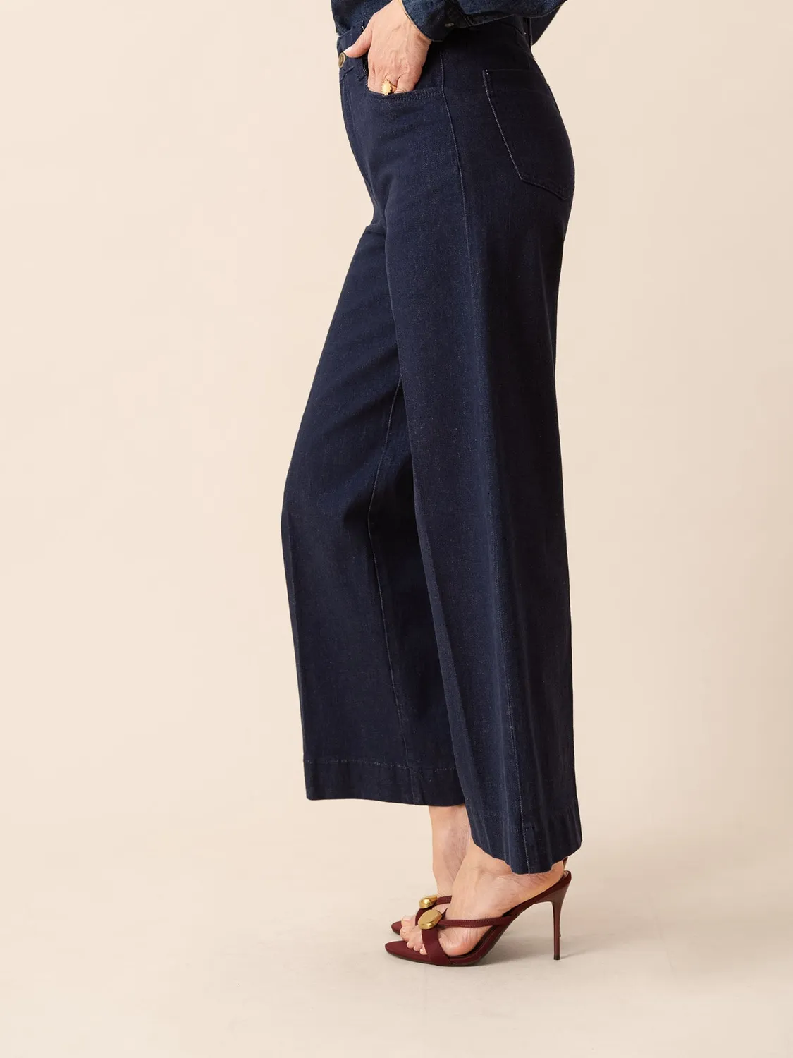Oraije Basile jeans wide leg brut vita alta chic