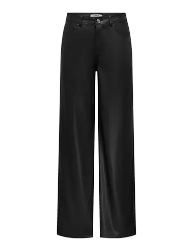 ONLY Onlsmooth HW Faux Leath Wide Pant pantaloni nero vita alta