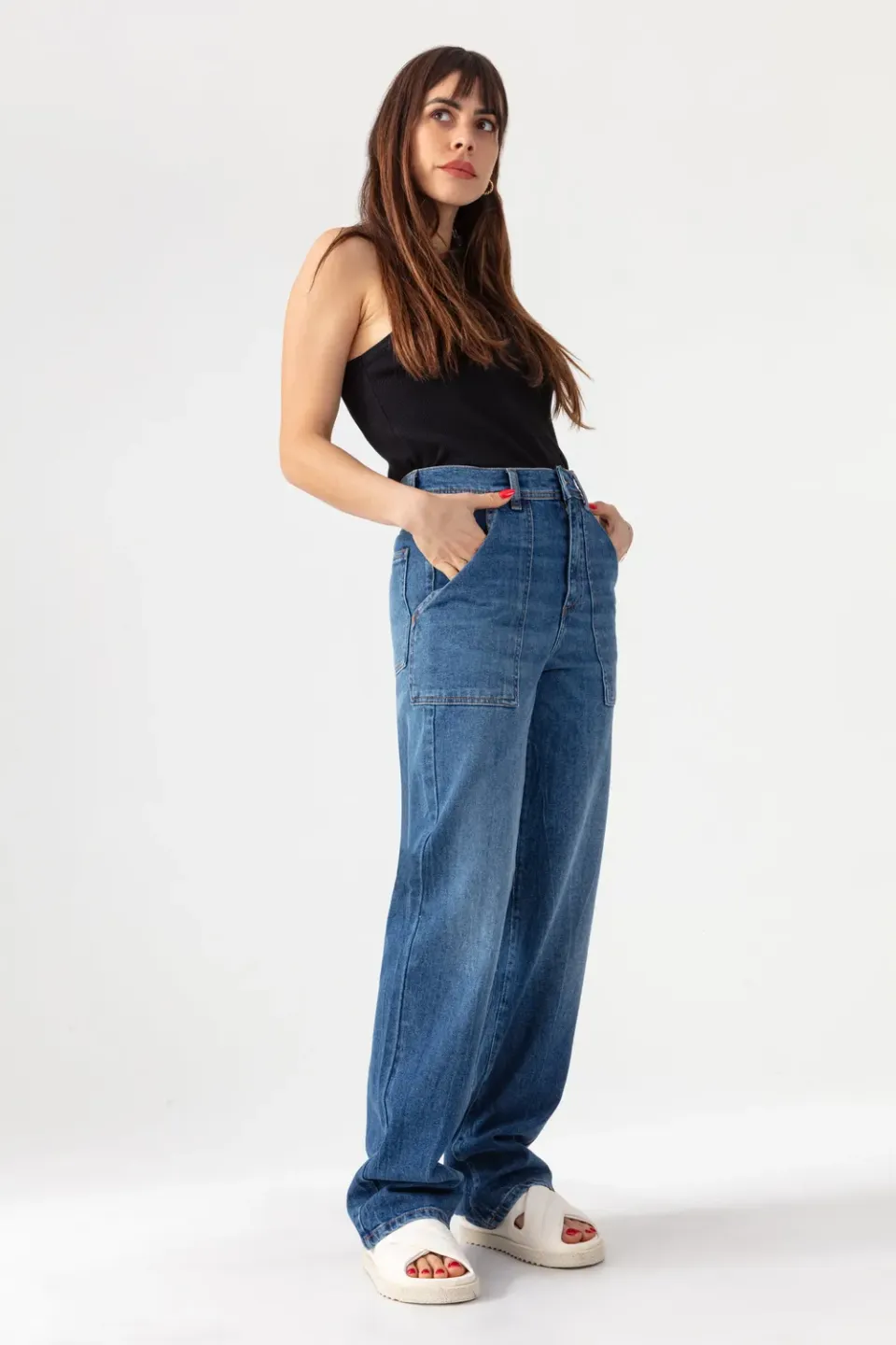 acquaverde Hope jeans baggy Crinkle Blue