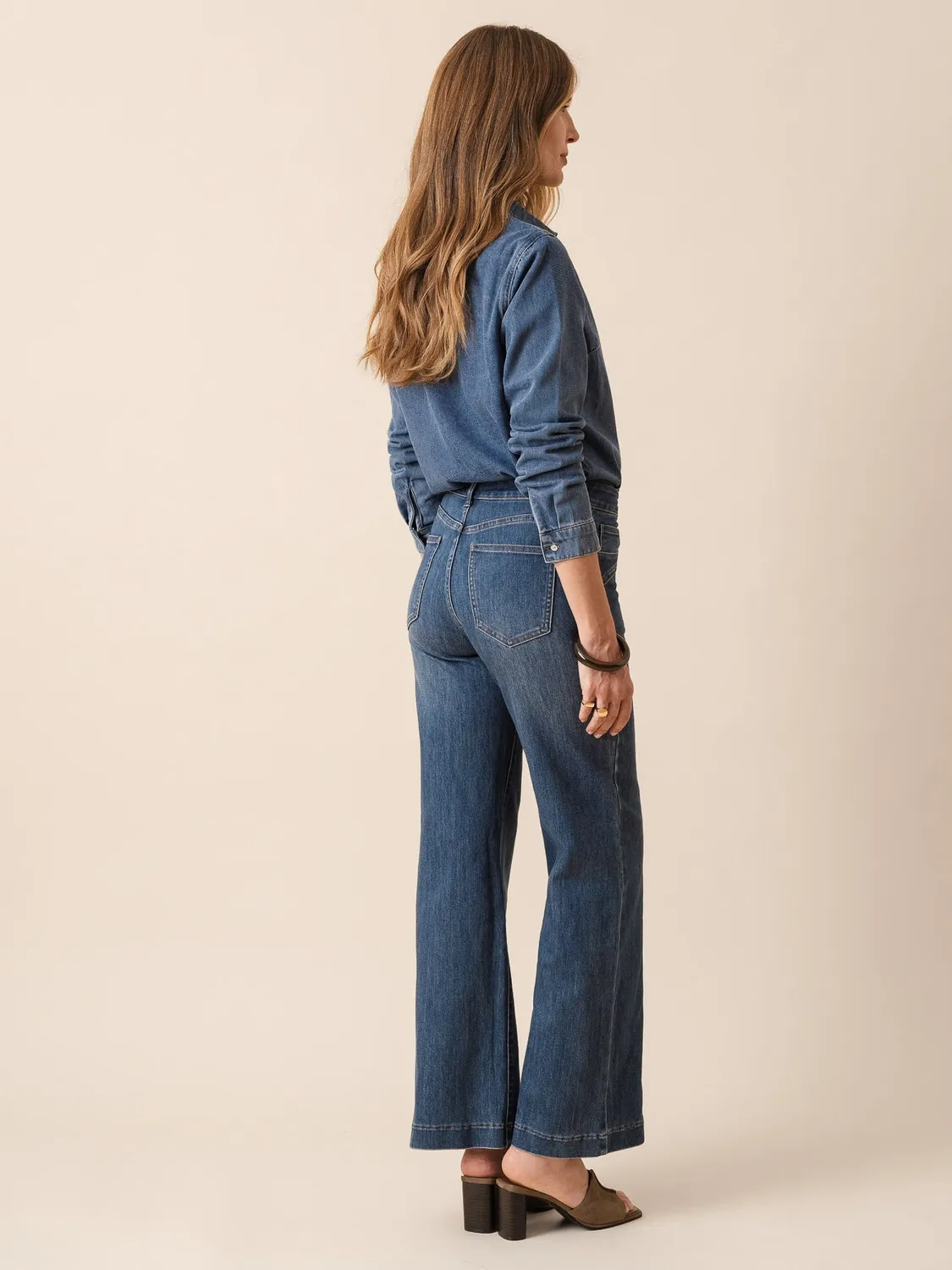 Oraije Lorie jeans flare blu stone in cotone