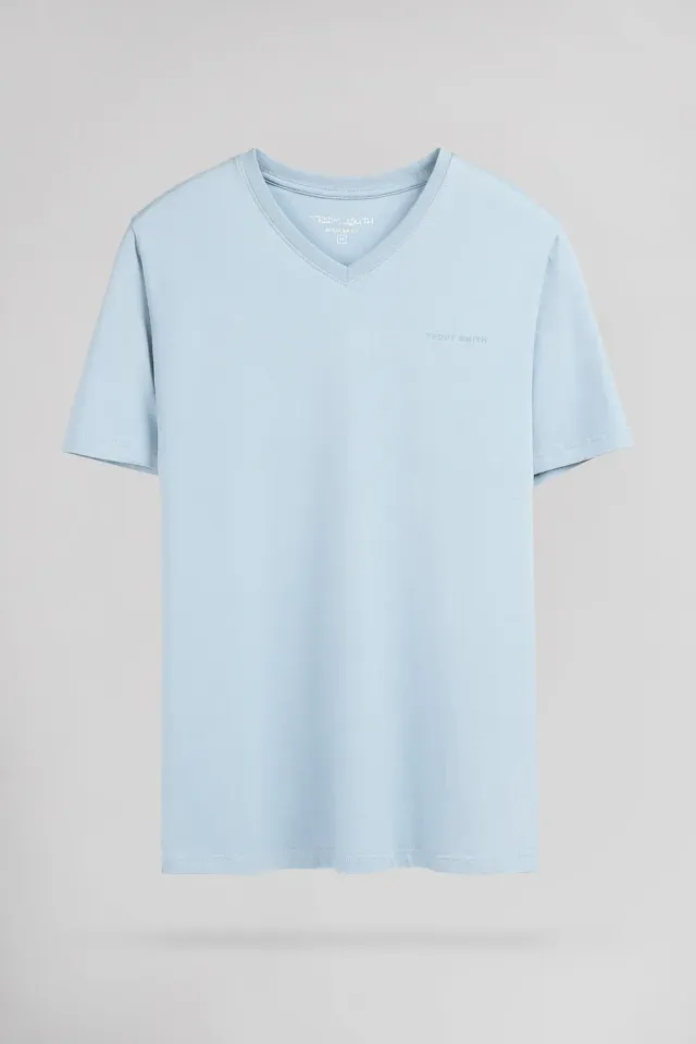 Teddy Smith Tawax 2 MC t-shirt scollo V blu pastello