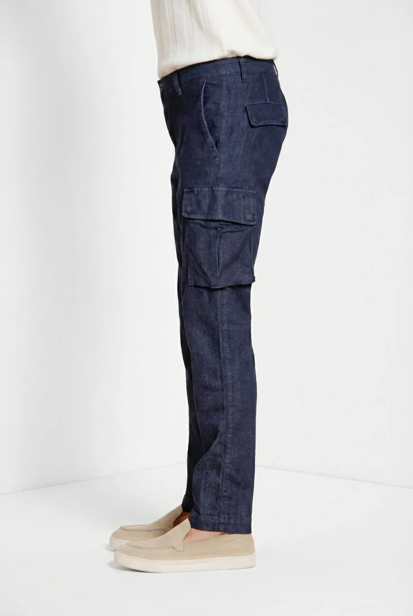 Mason's Chile Cargo Denim Uomo Blu Navy Regular Fit Cotone