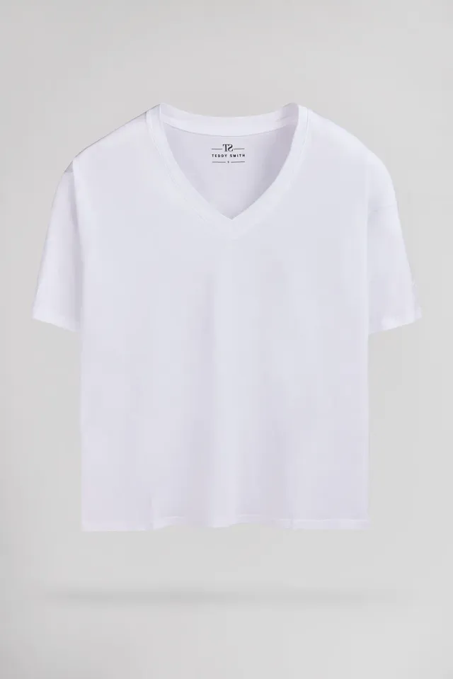 Teddy Smith Perle T-Shirt Scollo V Bianca