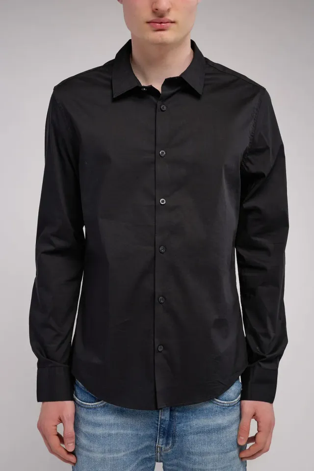 Teddy Smith C-Oswald ML Camicia Uomo Charbon Elasticizzata