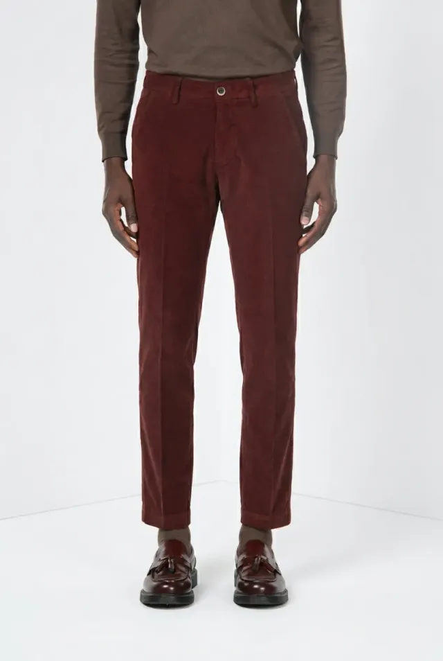 Mason’s Torino pantalone chino uomo rosso scuro velluto slim