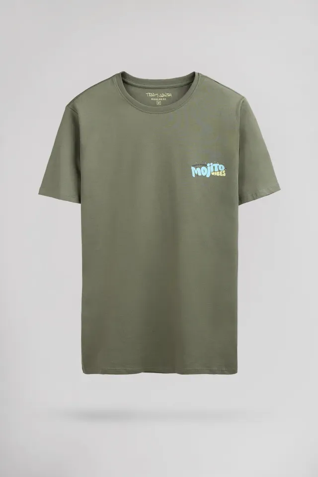 Teddy Smith T-Mojito MC T-Shirt Verde Militare Stampa