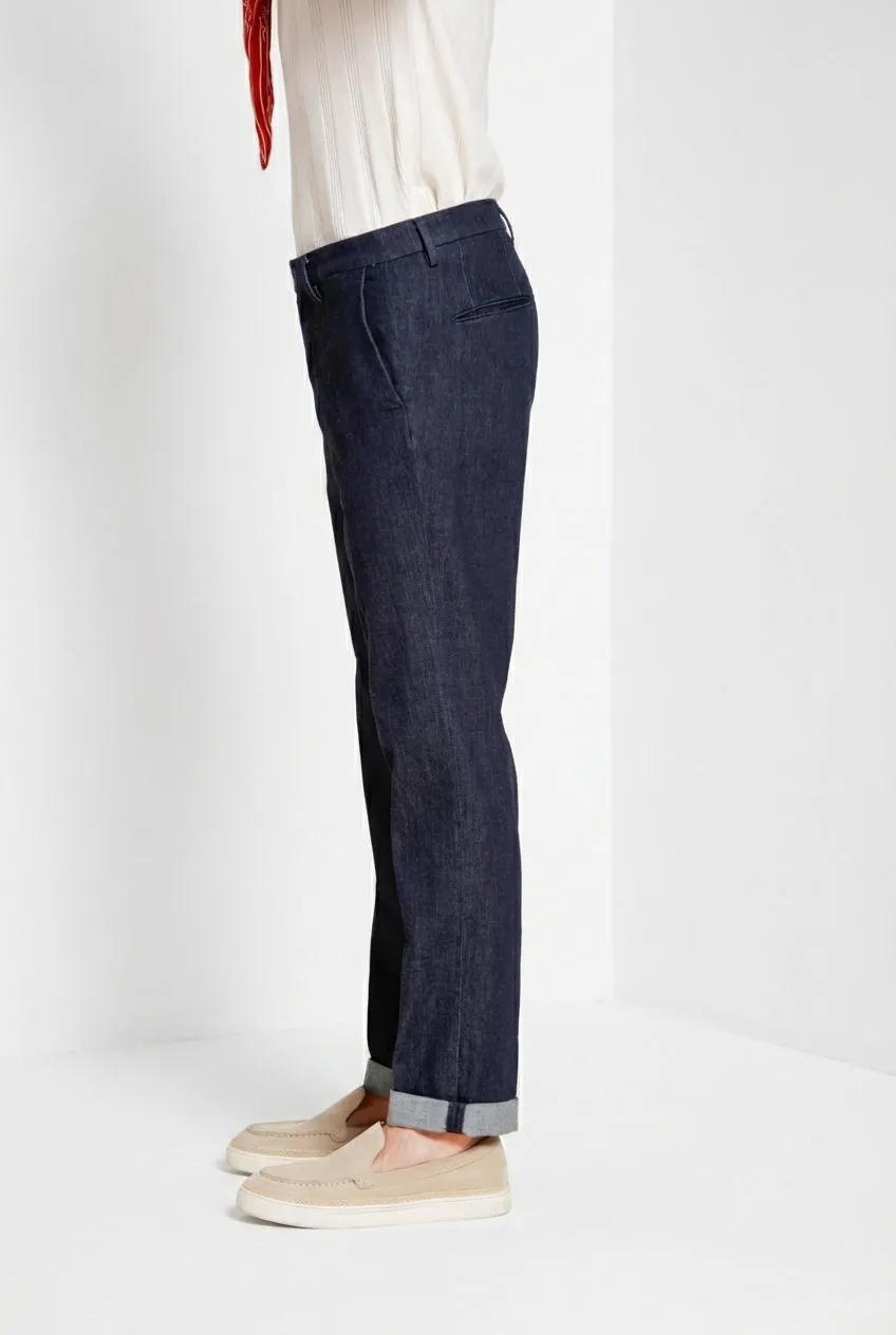 Mason's Boston pantalone chino denim relaxed blu navy